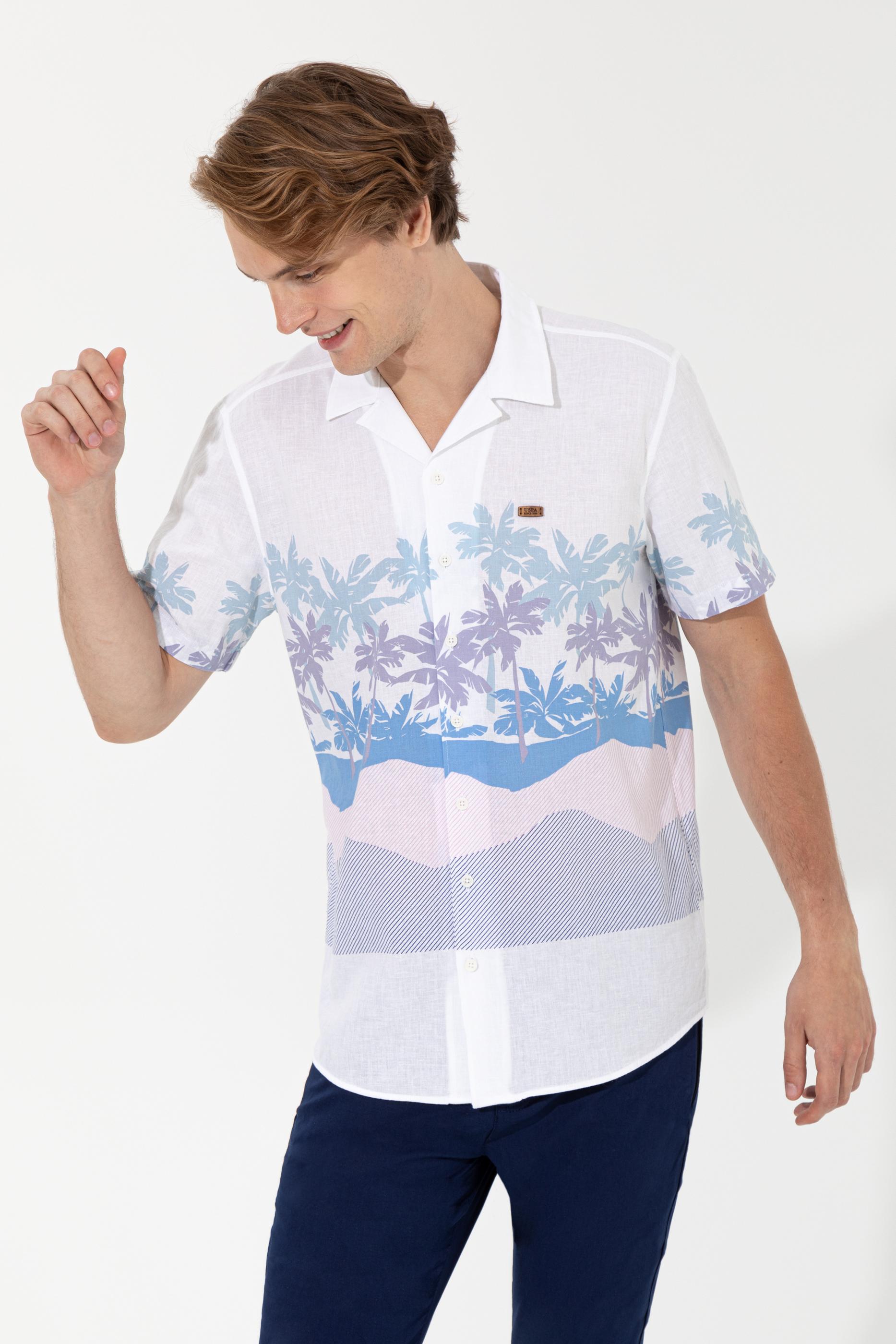 Erkek Mavi Kısa Kollu Gömlek