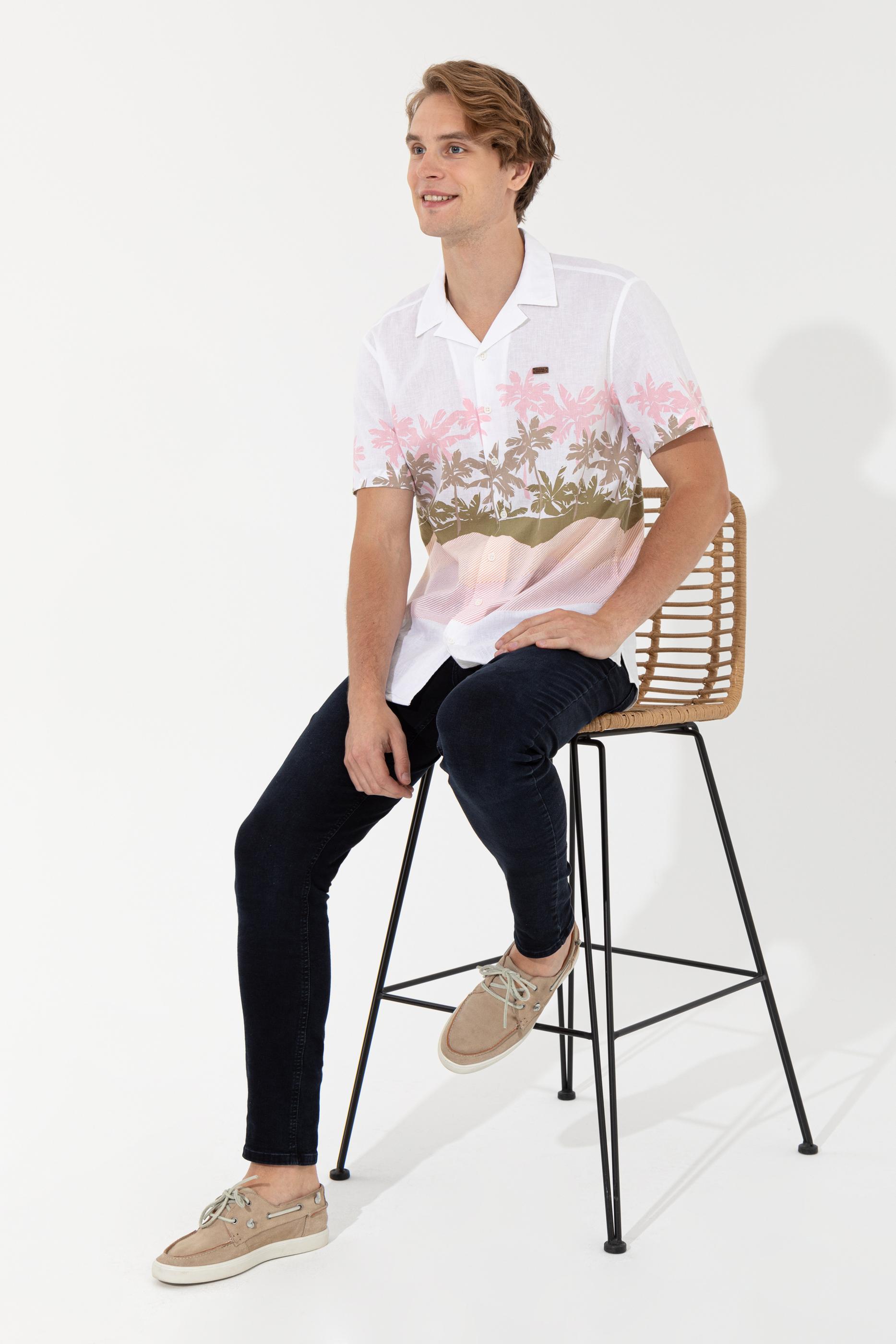 Erkek Somon Kısa Kollu Gömlek