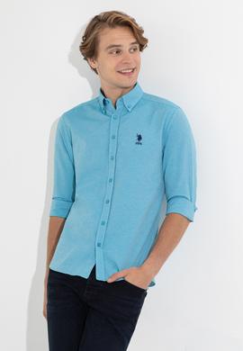 Erkek Petrol Uzun Kollu Basic Gömlek - 50262534030