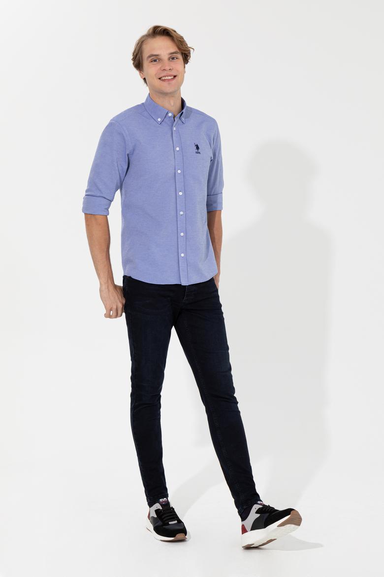 Erkek Mavi Uzun Kollu Basic Gömlek - 50262534054