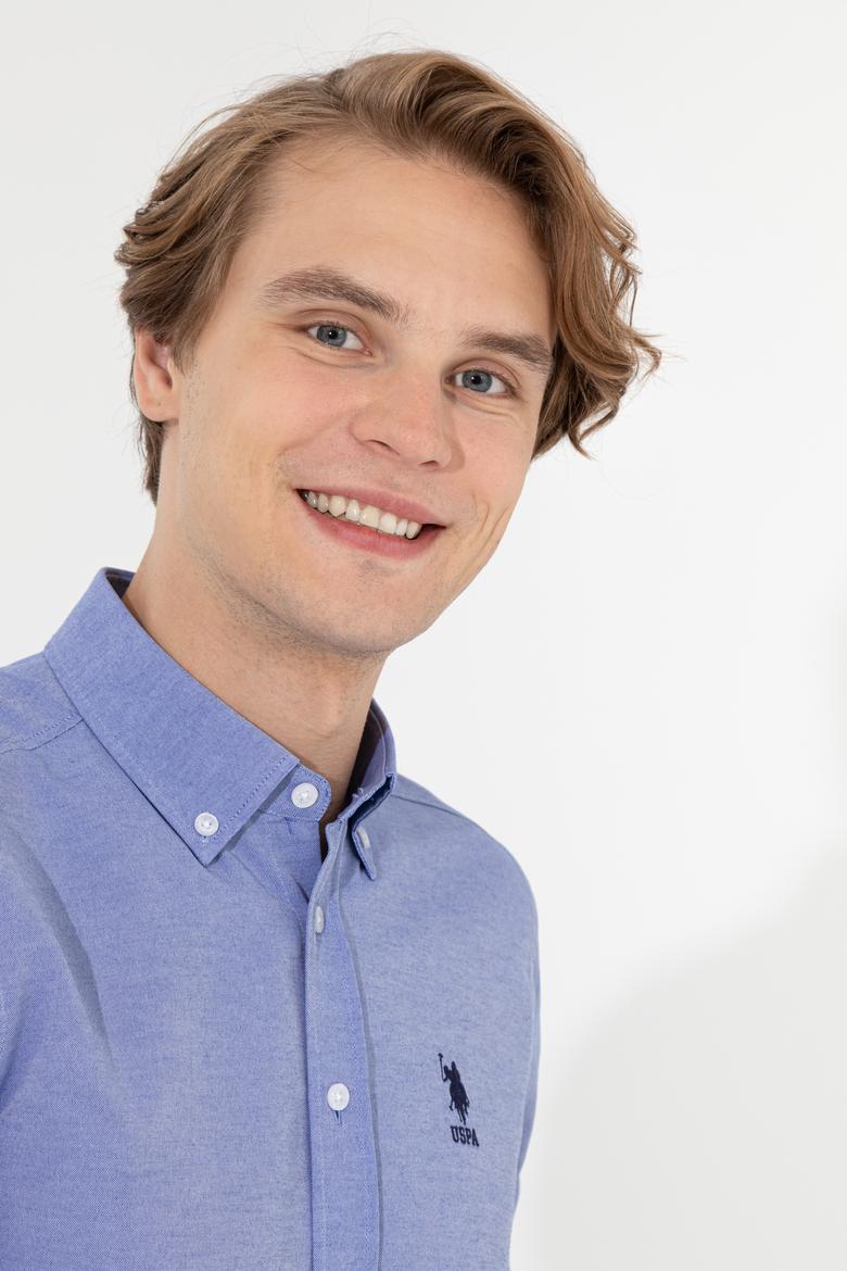 Erkek Mavi Uzun Kollu Basic Gömlek - 50262534054