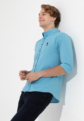 Erkek Petrol Uzun Kollu Basic Gömlek - 50262534030