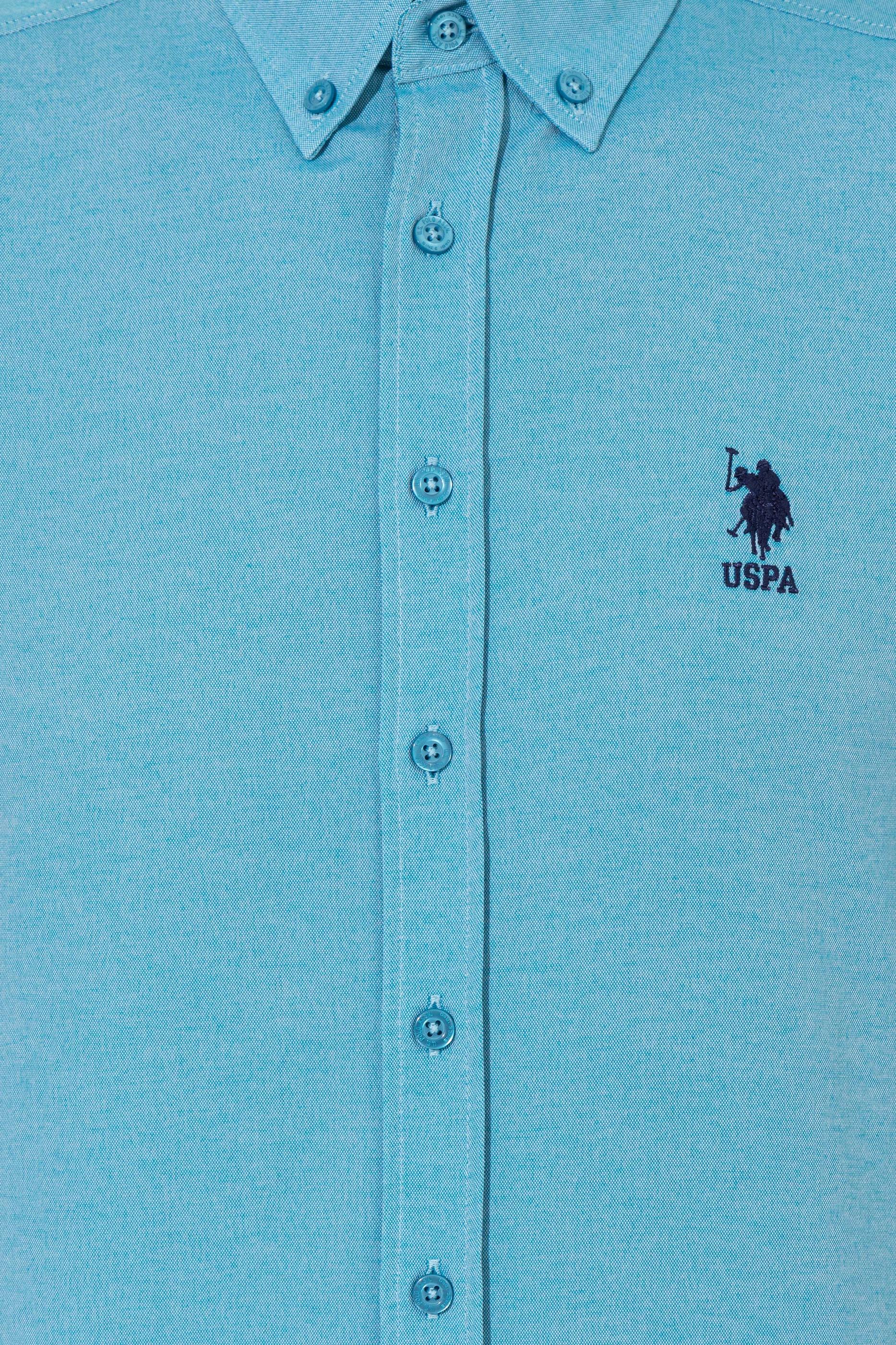 Erkek Petrol Uzun Kollu Basic Gömlek