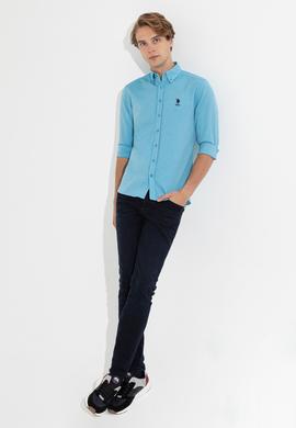 Erkek Petrol Uzun Kollu Basic Gömlek - 50262534030