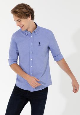 Erkek Mavi Uzun Kollu Basic Gömlek - 50262534054