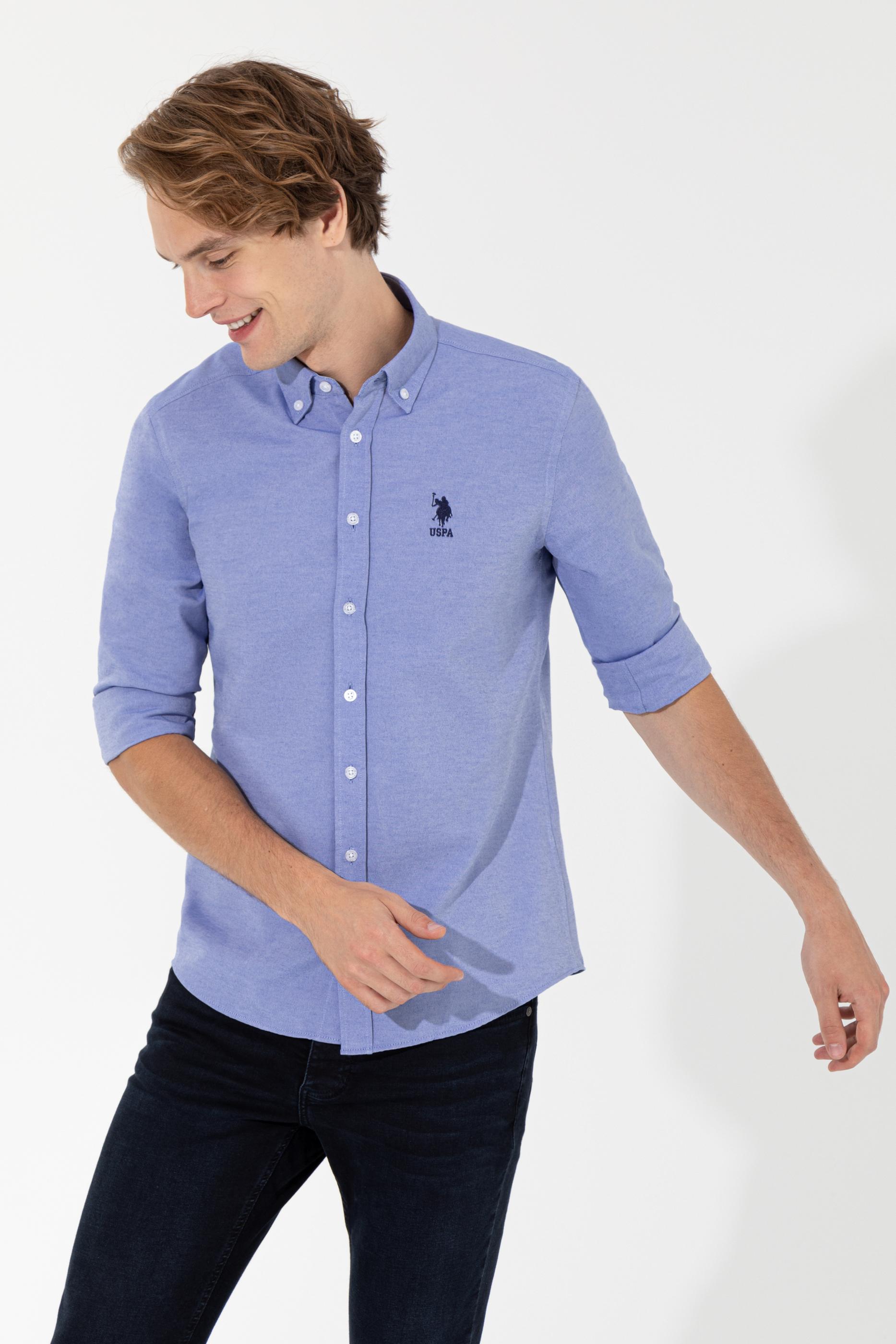 Erkek Mavi Uzun Kollu Basic Gömlek