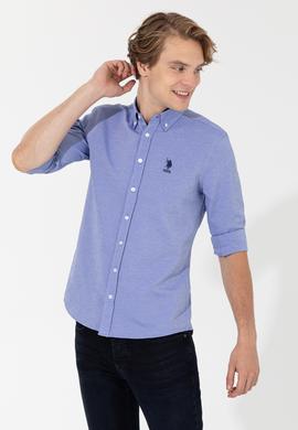 Erkek Mavi Uzun Kollu Basic Gömlek - 50262534054