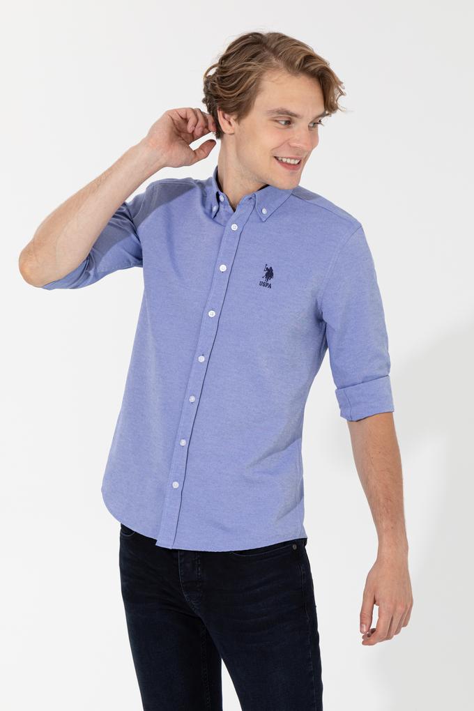 Erkek Mavi Uzun Kollu Basic Gömlek