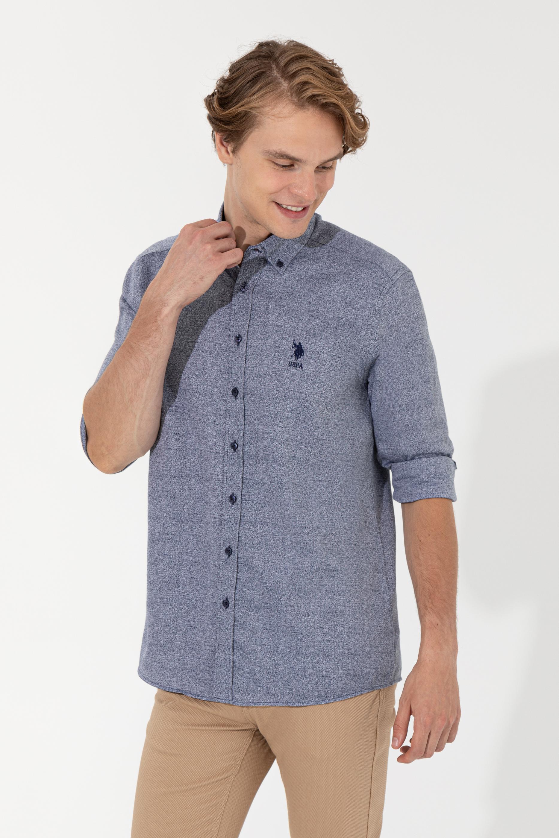 Erkek Lacivert Uzun Kollu Gömlek