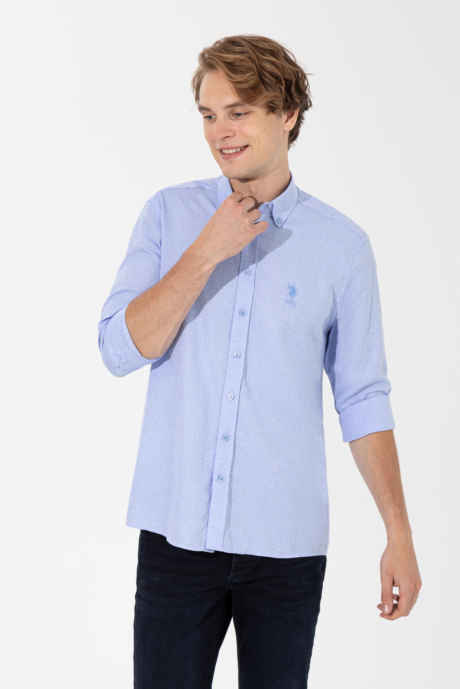 Erkek Mavi Uzun Kollu Gömlek