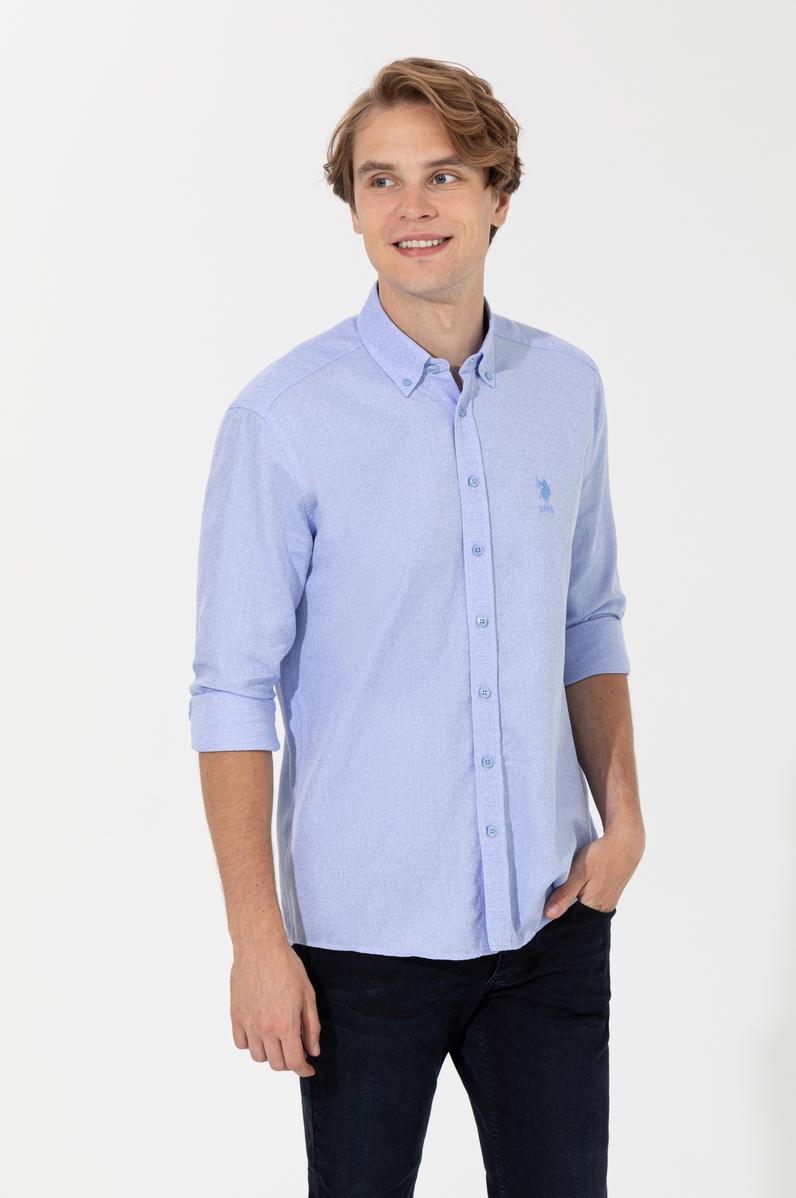 Erkek Mavi Uzun Kollu Gömlek