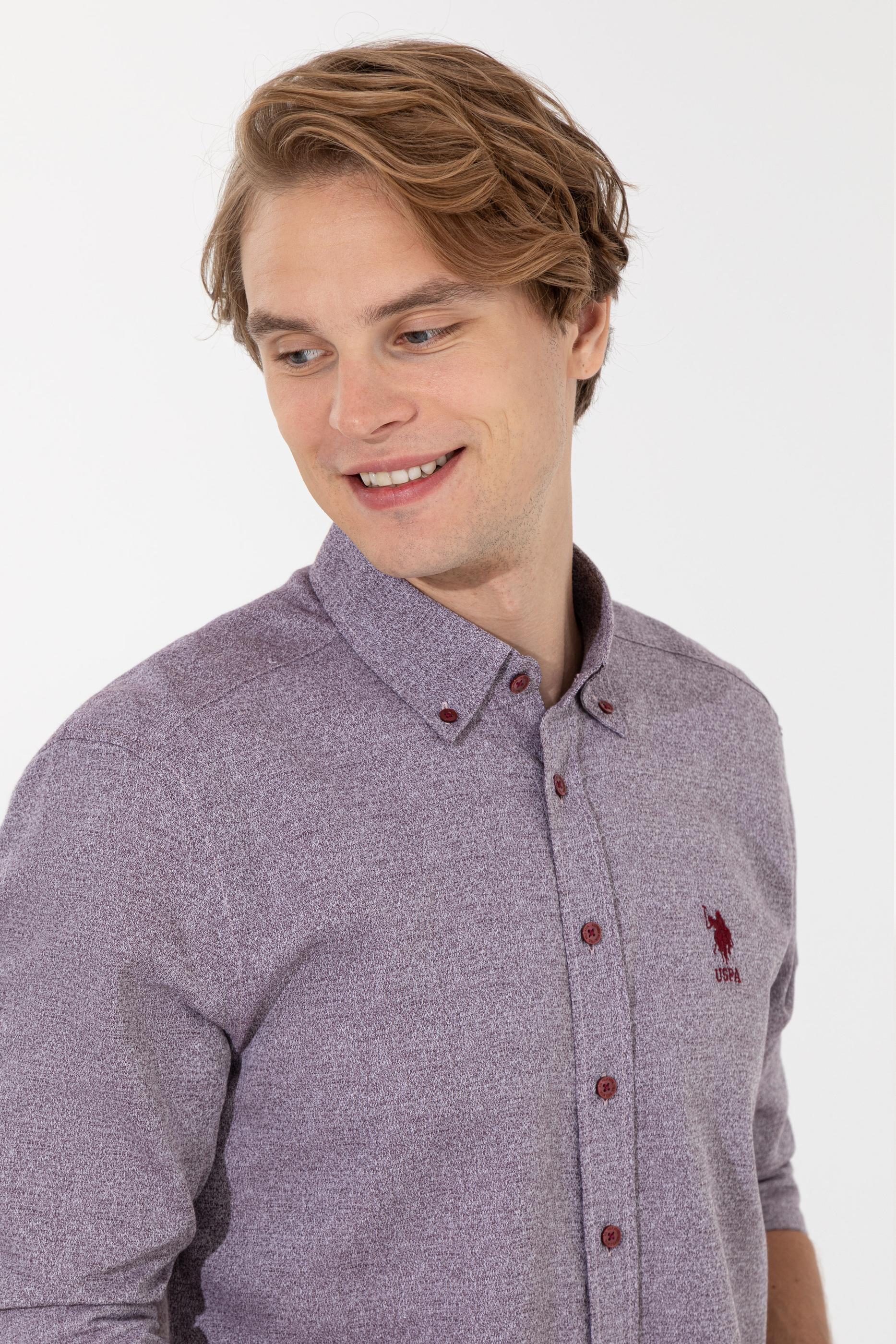 Erkek Vişne Uzun Kollu Gömlek