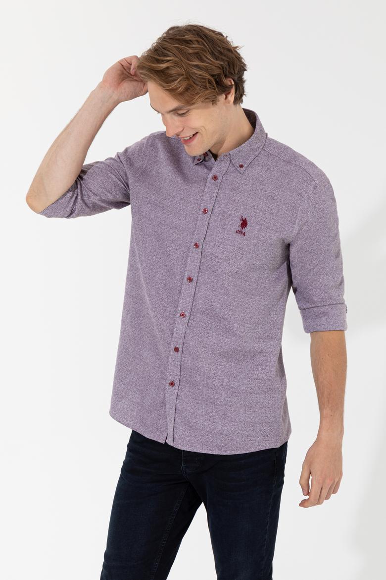 Erkek Vişne Uzun Kollu Gömlek