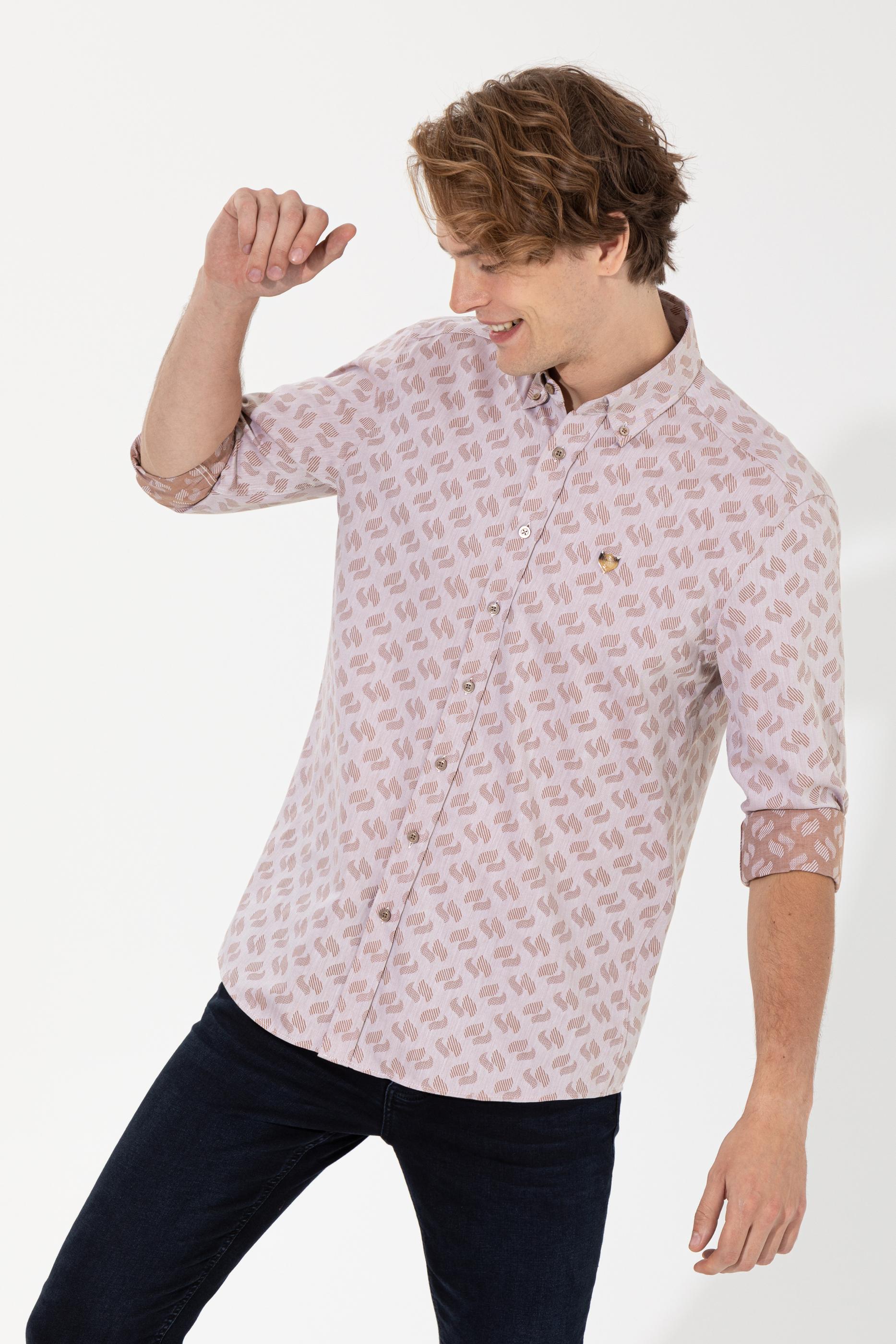 Erkek Camel Uzun Kollu Gömlek