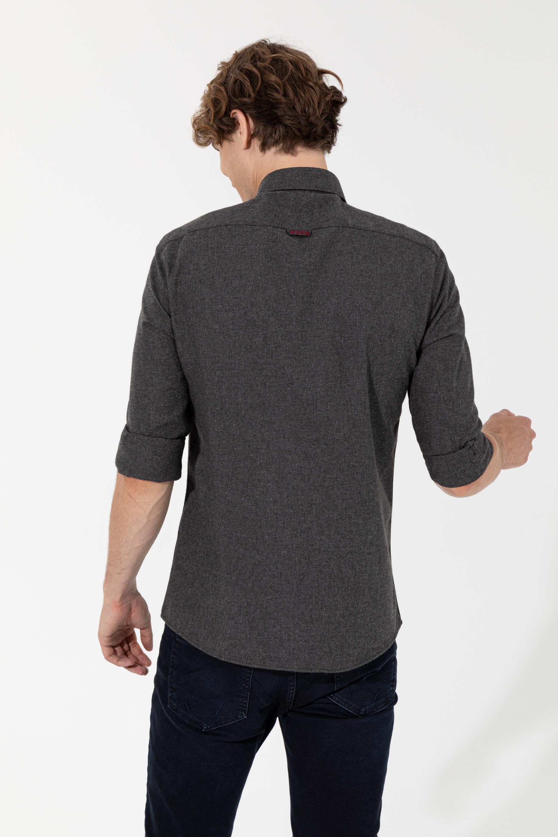 Erkek Siyah Uzun Kollu Basic Gömlek