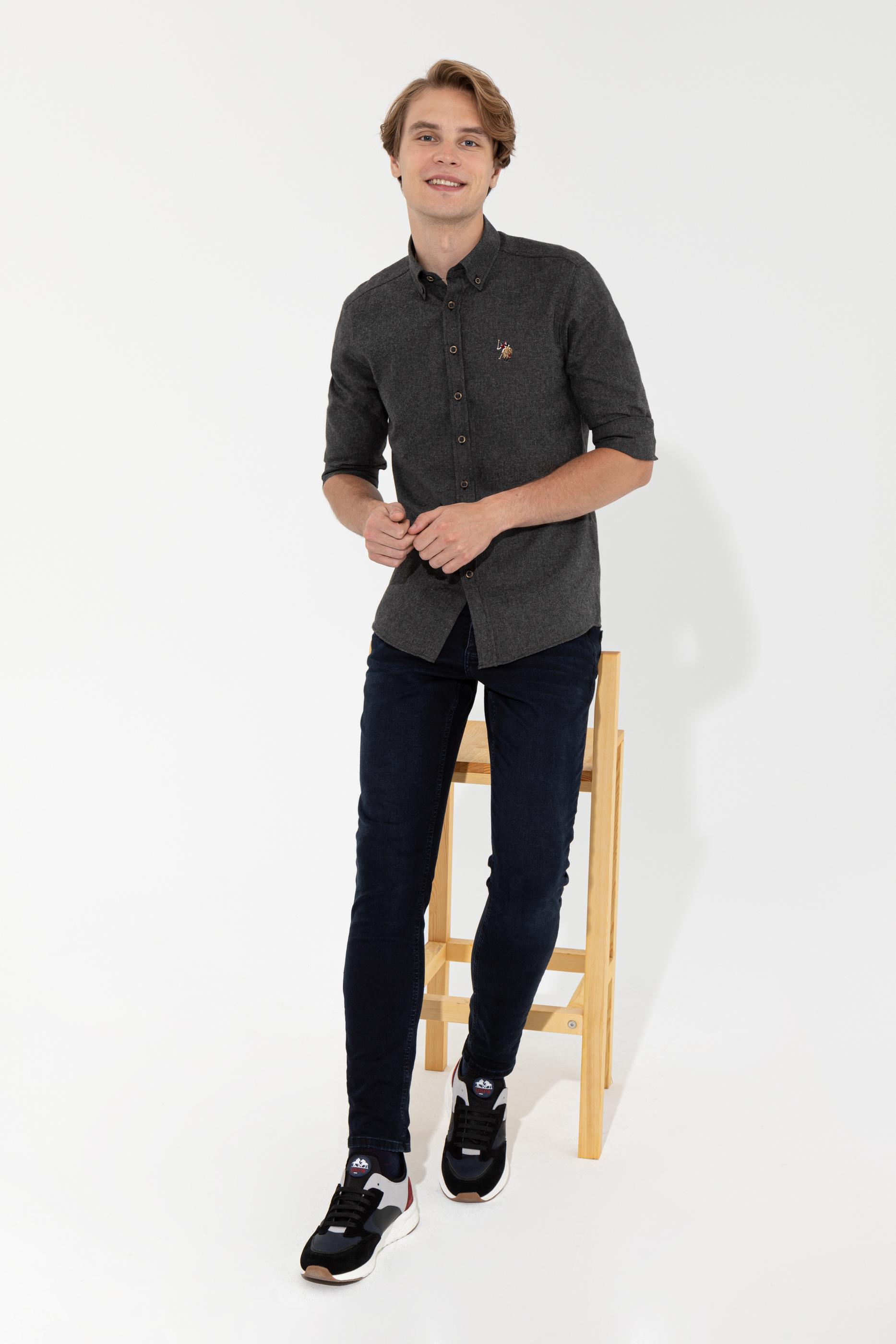 Erkek Siyah Uzun Kollu Basic Gömlek