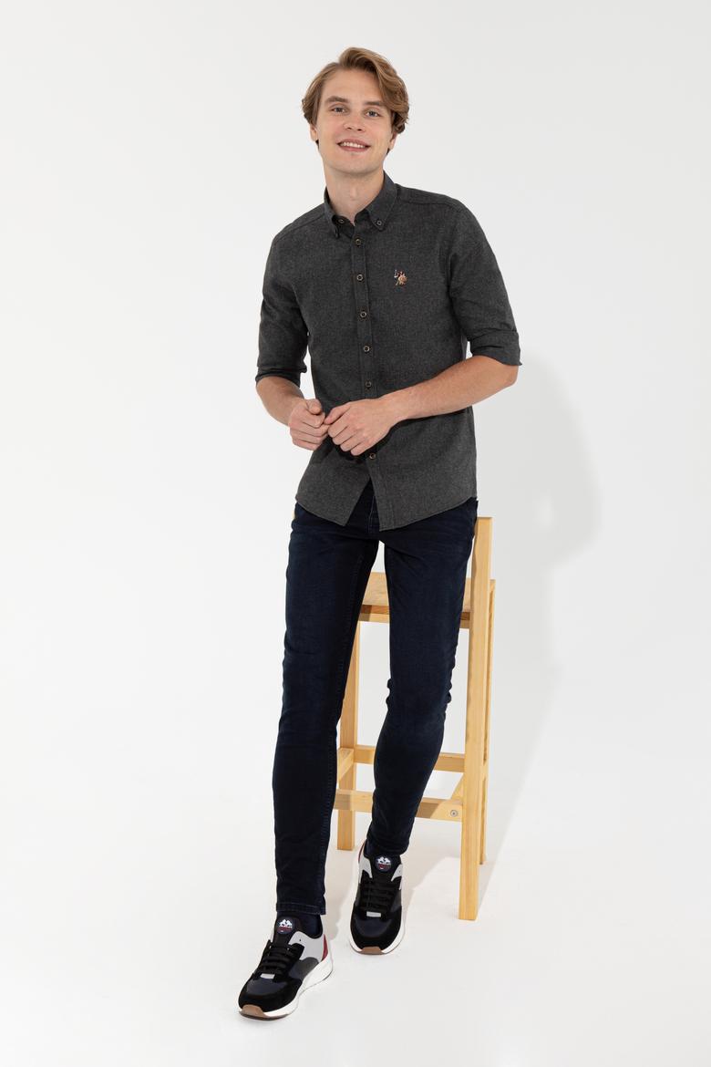 Erkek Siyah Uzun Kollu Basic Gömlek - 50256275083