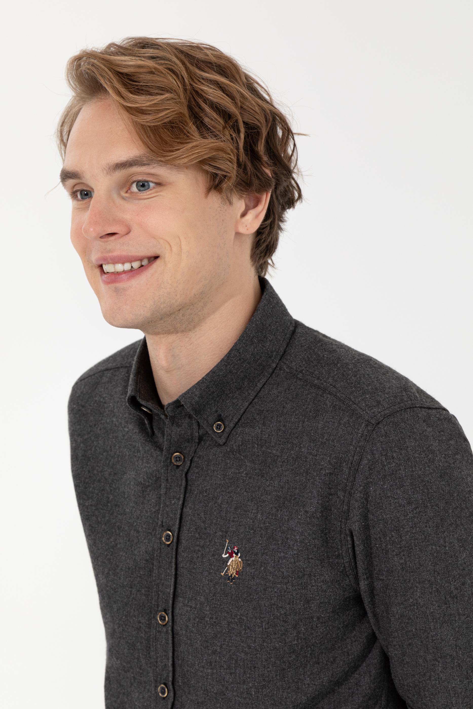 Erkek Siyah Uzun Kollu Basic Gömlek