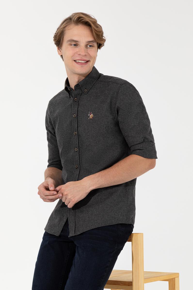 Erkek Siyah Uzun Kollu Basic Gömlek