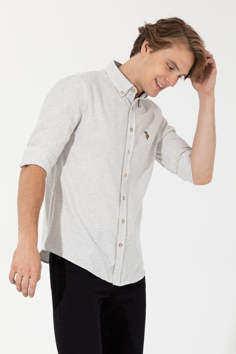 Erkek Ekru Uzun Kollu Basic Gömlek - 50256275057