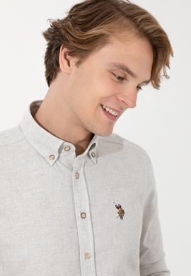 Erkek Ekru Uzun Kollu Basic Gömlek - 50256275057