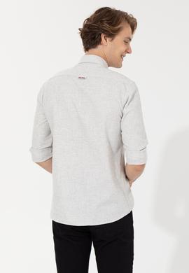 Erkek Ekru Uzun Kollu Basic Gömlek - 50256275057