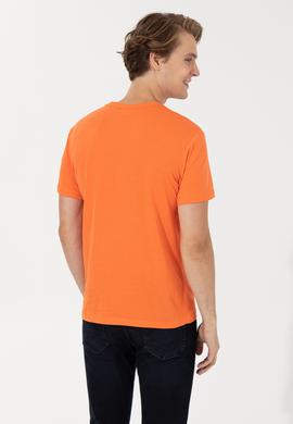Erkek Turuncu Bisiklet Yaka Tişört - 50246126049