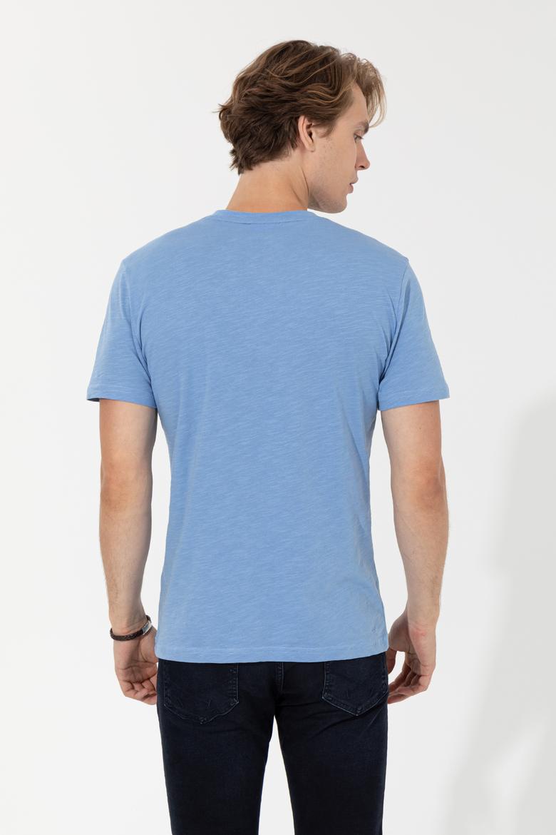 Erkek Koyu Mavi Bisiklet Yaka Tişört - 50249160010