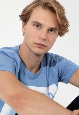 Erkek Koyu Mavi Bisiklet Yaka Tişört - 50249160010