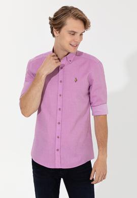 Erkek Menekşe Uzun Kollu Basic Gömlek - 50246368074