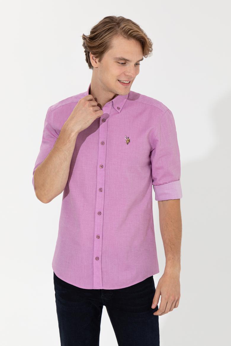 Erkek Menekşe Uzun Kollu Basic Gömlek - 50246368074