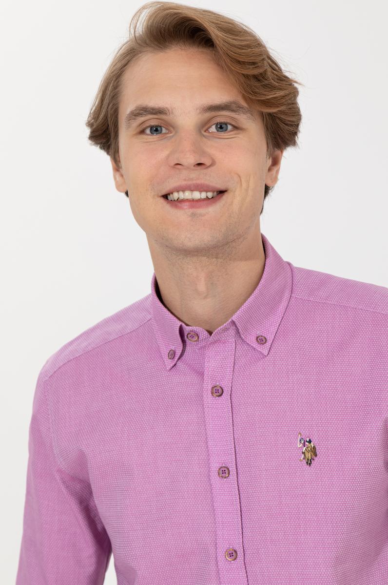 Erkek Menekşe Uzun Kollu Basic Gömlek