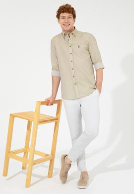 Erkek Koyu Haki Uzun Kollu Basic Gömlek - 50246368060