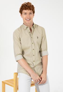 Erkek Koyu Haki Uzun Kollu Basic Gömlek - 50246368060