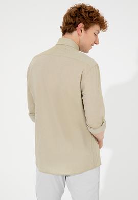 Erkek Koyu Haki Uzun Kollu Basic Gömlek - 50246368060