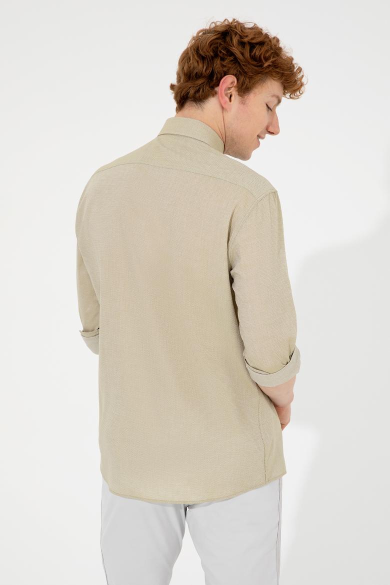 Erkek Koyu Haki Uzun Kollu Basic Gömlek - 50246368060