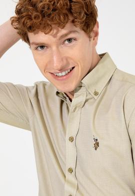 Erkek Koyu Haki Uzun Kollu Basic Gömlek - 50246368060