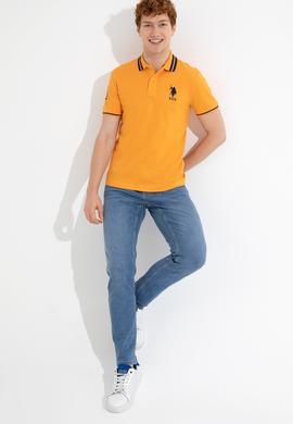 Erkek Koyu Sarı Polo Yaka Basic T-Shirt - 50249145100