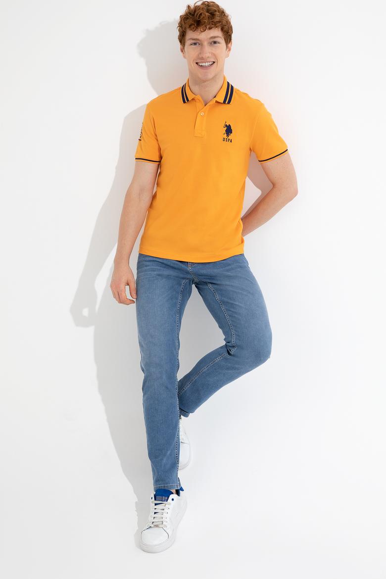 Erkek Koyu Sarı Polo Yaka Basic T-Shirt