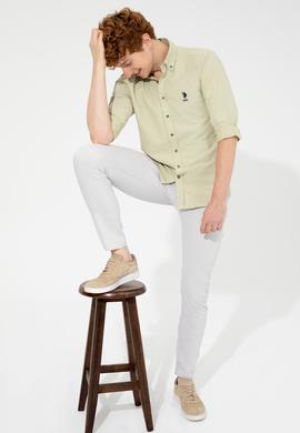 Erkek Açık Gri Kanvas Pantolon - 50246099031