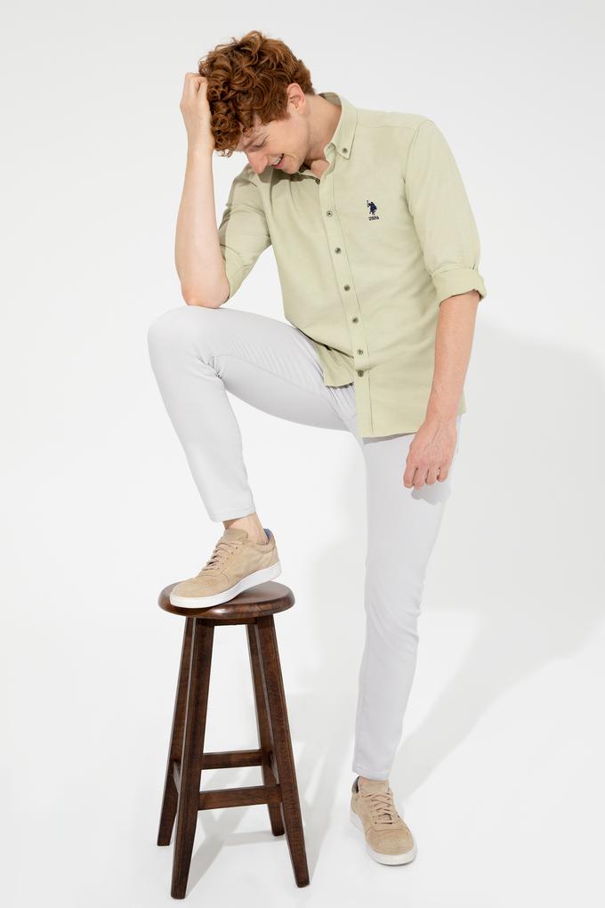 Erkek Açık Gri Kanvas Pantolon