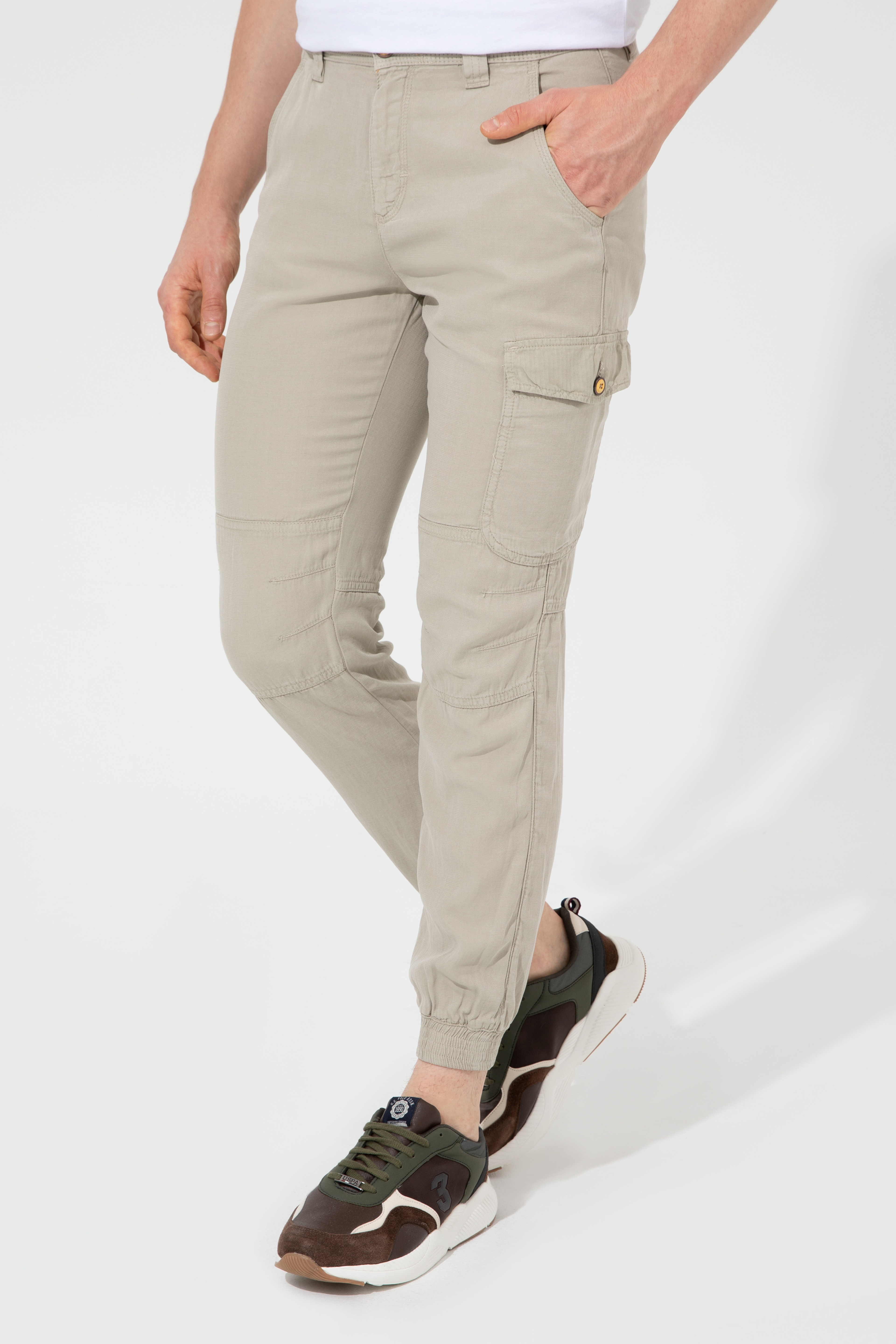 Erkek Jogger Fit Haki Kanvas Pantolon - Image 2