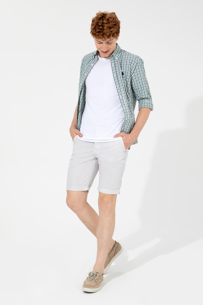 Erkek Açık Gri Dokuma Şort