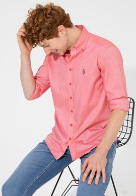 Erkek Kırmızı Uzun Kollu Basic Gömlek - 50249487108