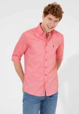 Erkek Kırmızı Uzun Kollu Basic Gömlek - 50249487108