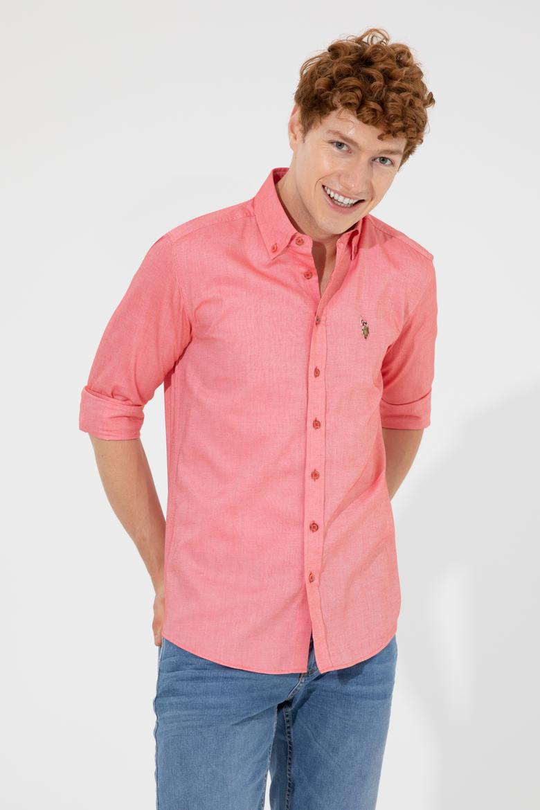 Erkek Kırmızı Uzun Kollu Basic Gömlek - 50249487108