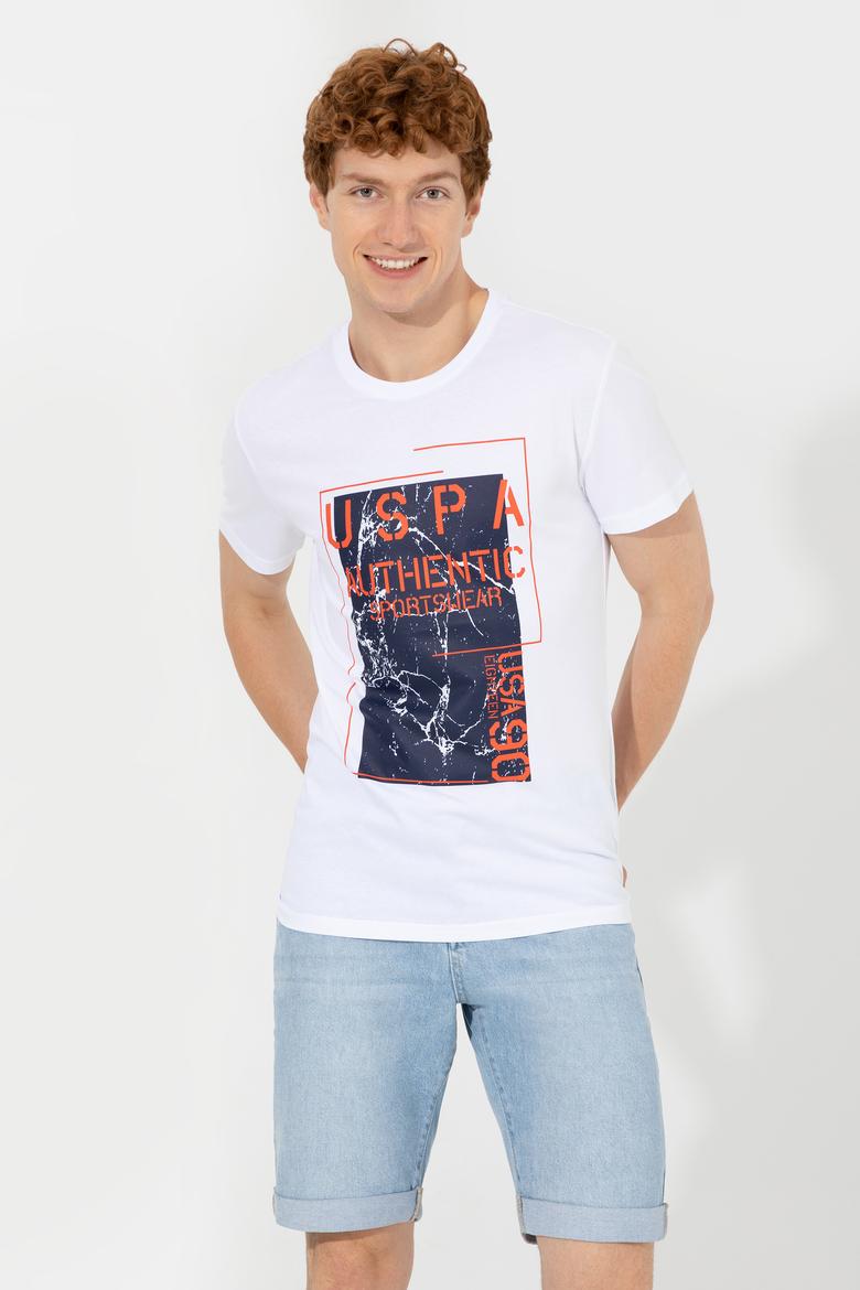 Erkek Beyaz Bisiklet Yaka Tişört - 50246123008