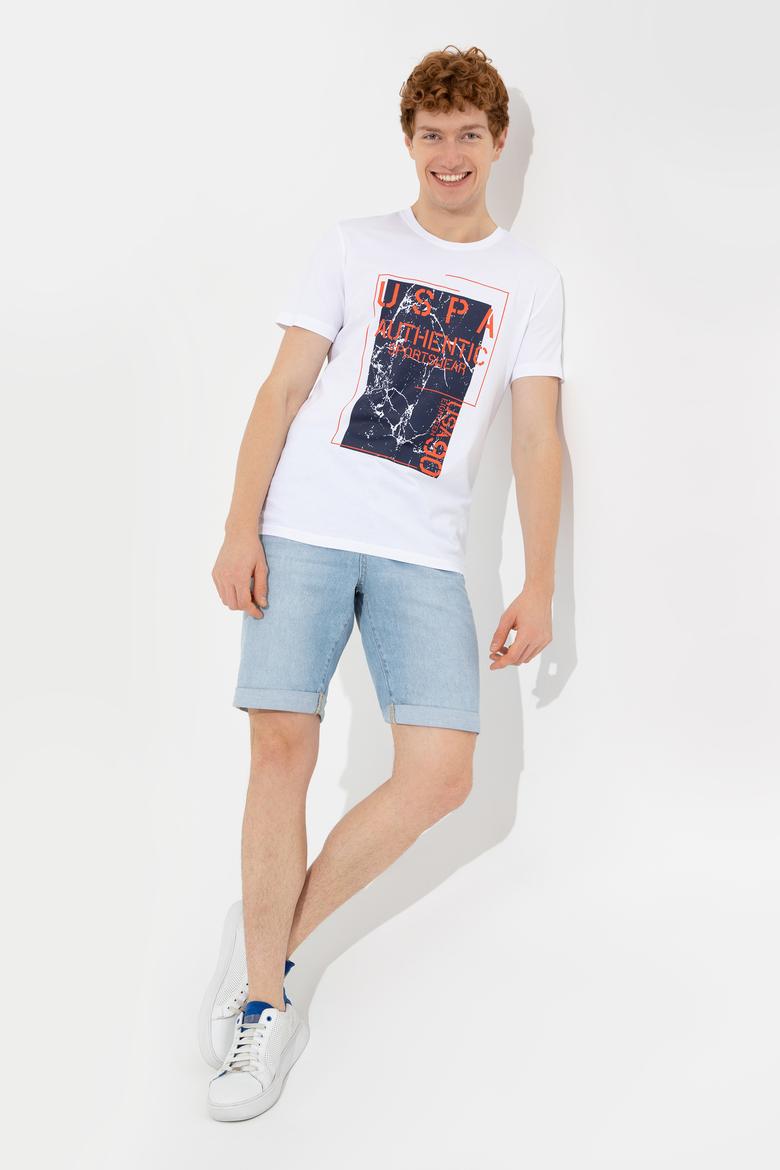 Erkek Beyaz Bisiklet Yaka Tişört - 50246123008