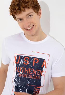 Erkek Beyaz Bisiklet Yaka Tişört - 50246123008