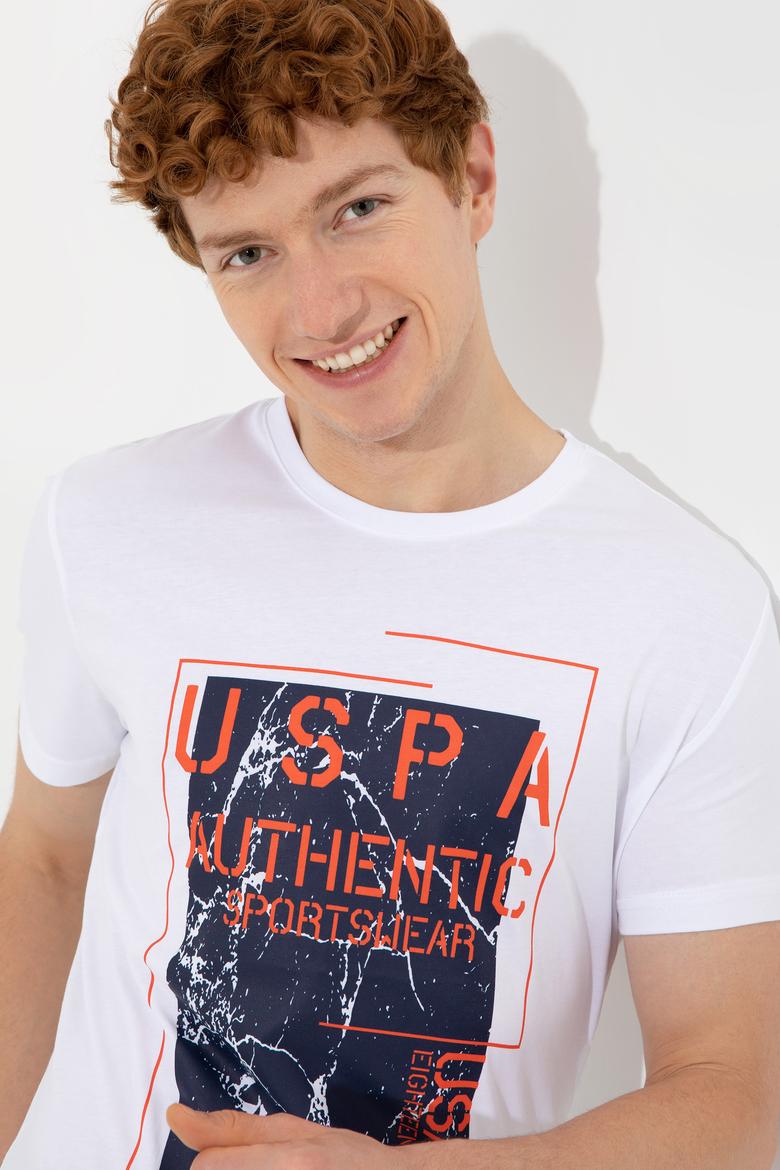 Erkek Beyaz Bisiklet Yaka Tişört